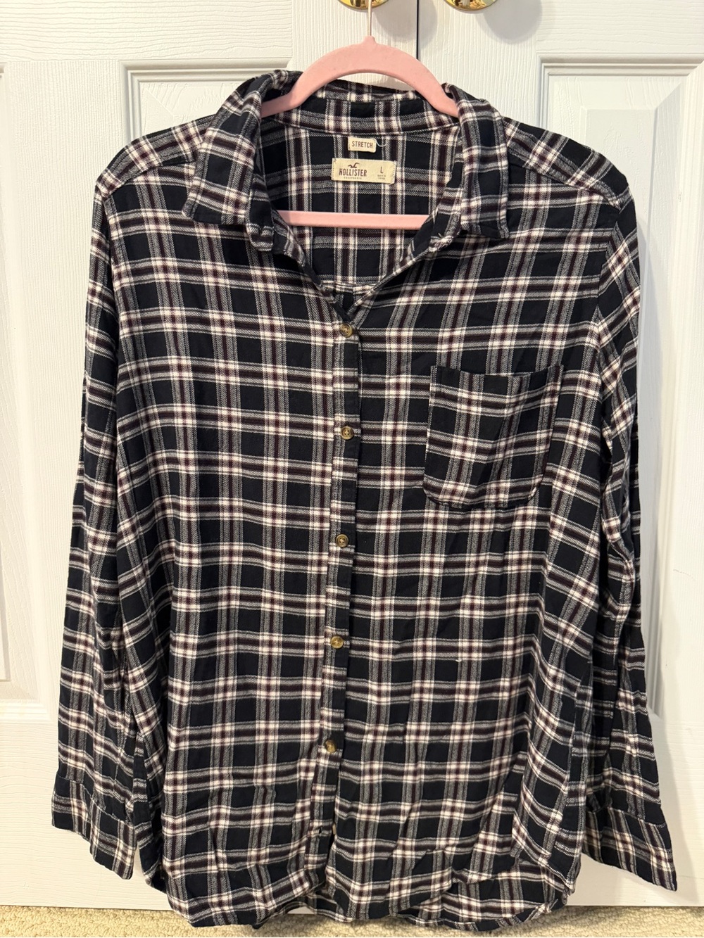 Hollister Black & White Plaid Button-Down Shirt